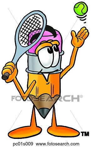 Clip Art - Pencil playing tennis. Fotosearch