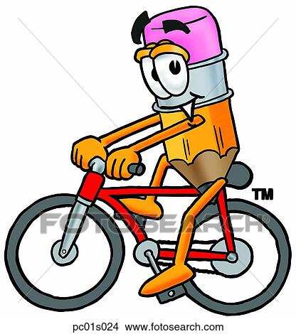 Pencil riding bike View Large Clip Art Graphic Clipart - Pencil riding bike. Fotosearch