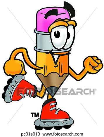 Pencil roller blading View Large Clip Art Graphic Clipart - Pencil roller blading. Fotosearch