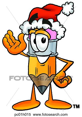 Clipart - Pencil santa. Fotosearch