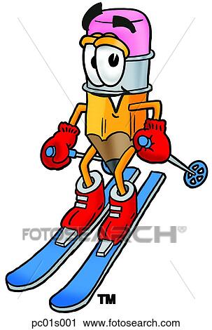 Pencil skiing View Large Clip Art Graphic Clipart - Pencil skiing. Fotosearch