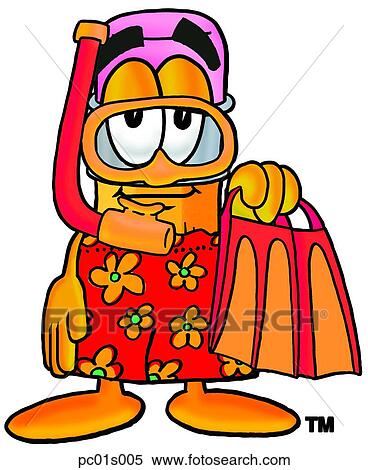 Clipart - Pencil snorkeling. Fotosearch