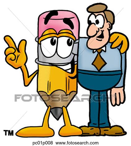 Clip Art - Pencil with a man. Fotosearch