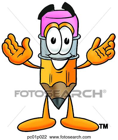 Clipart - Pencil with arms open. Fotosearch