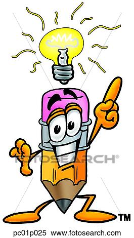 Clipart - Pencil with bright idea. Fotosearch