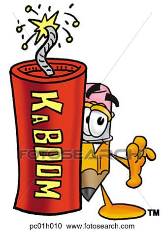 Clipart - Pencil with fire cracker. Fotosearch