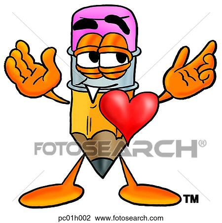 Pencil with heart View Large Clip Art Graphic Clipart - Pencil with heart. Fotosearch