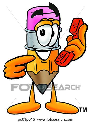 Pencil with phone View Large Clip Art Graphic Clipart - Pencil with phone. Fotosearch