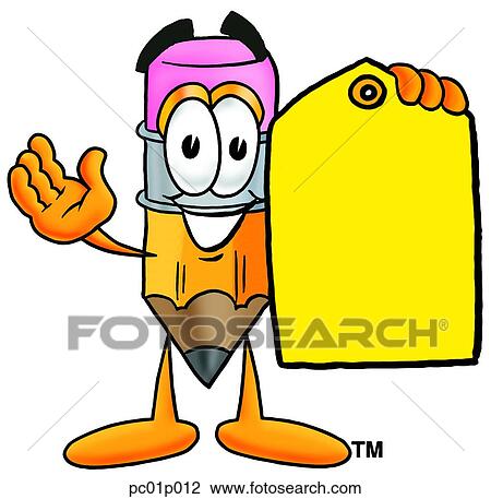 Clipart - Pencil with price tag. Fotosearch