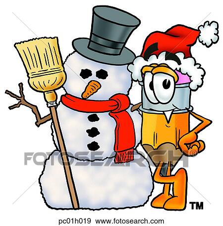 Pencil with snowman View Large Clip Art Graphic Clip Art - Pencil with snowman. Fotosearch