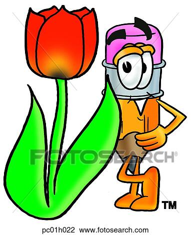 Pencil with tulip View Large Clip Art Graphic Clipart - Pencil with tulip. Fotosearch