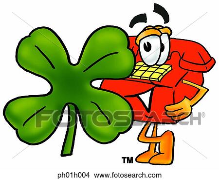 Clipart - Phone and shamrock. Fotosearch