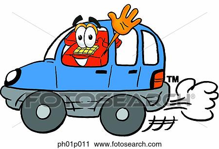 Clipart - Phone driving a car. Fotosearch