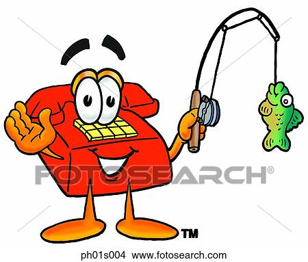Clipart - Phone fishing. Fotosearch