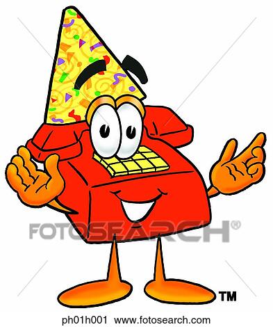 Clipart - Phone in party hat. Fotosearch