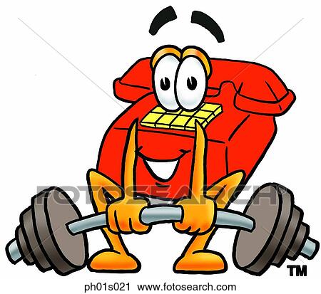 Clipart - Phone lifting weights low. Fotosearch