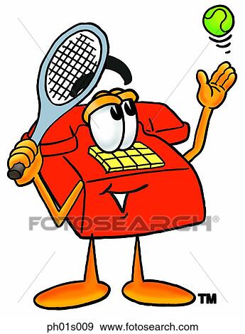 Clip Art - Phone playing tennis. Fotosearch
