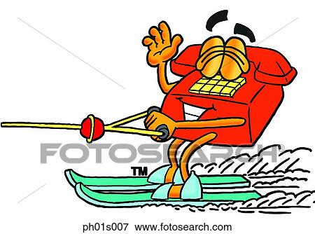 Clip Art - Phone water skiing. Fotosearch