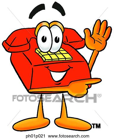 Clipart - Phone waving and pointing. Fotosearch