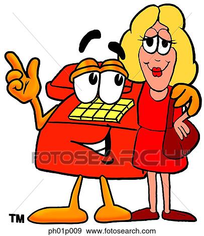 Clip Art - Phone with a woman. Fotosearch