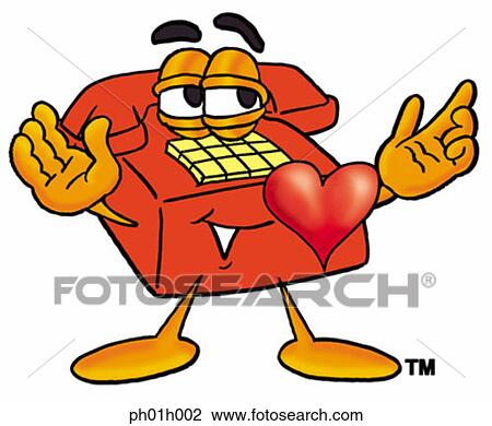 Clipart - Phone with heart. Fotosearch