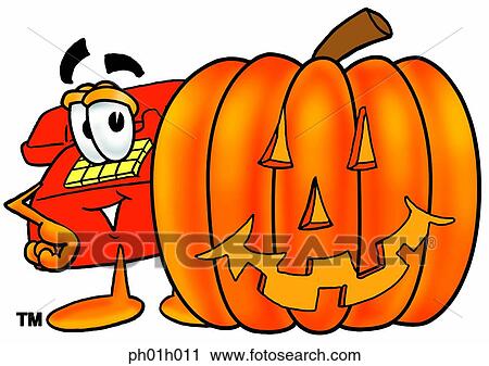 Clipart - Phone with pumpkin. Fotosearch