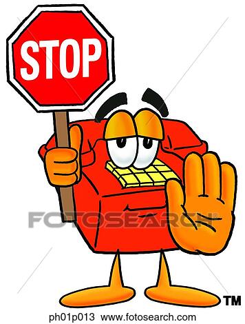 Clipart - Phone with stop sign. Fotosearch