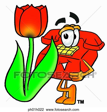 Phone with tulip View Large Clip Art Graphic Clipart - Phone with tulip. Fotosearch