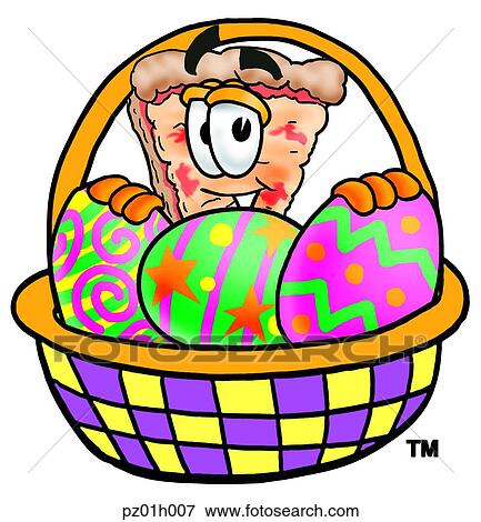 Clip Art - Pizza and easter basket. Fotosearch