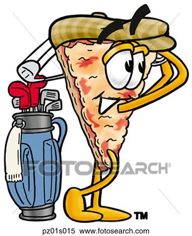 Clipart Of Pizza Golfing Pz01s015 Search Clip Art Illustration - fotosearch search clip art illustration murals drawings and