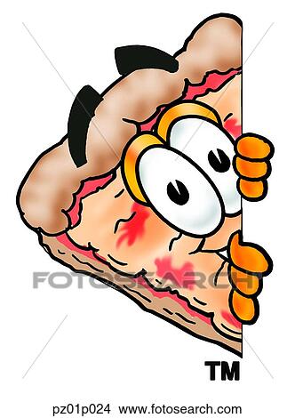 Pizza peeking around side View Large Clip Art Graphic Clipart - Pizza peeking around side. Fotosearch