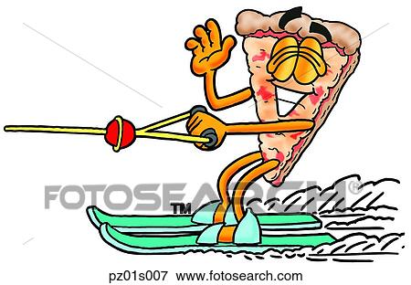 Pizza water skiing View Large Clip Art Graphic Clip Art - Pizza water skiing. Fotosearch