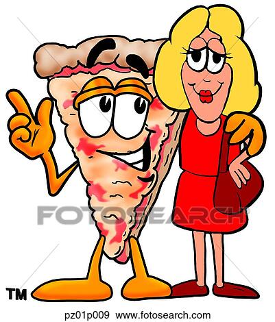Pizza with a woman View Large Clip Art Graphic Clip Art - Pizza with a woman. Fotosearch