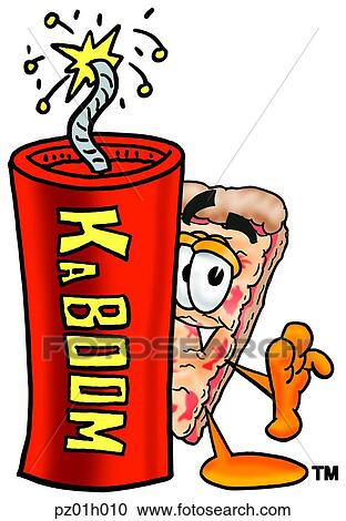 Clipart - Pizza with fire cracker. Fotosearch