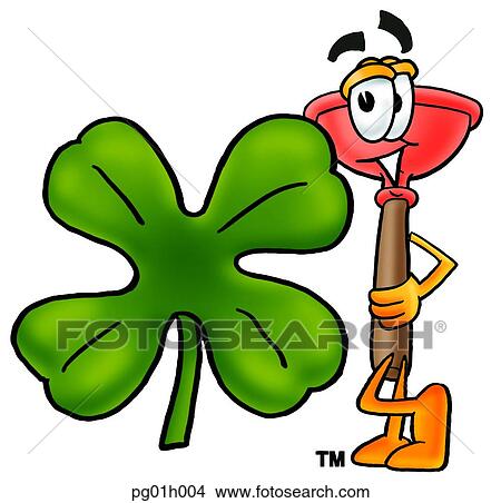 Plunger and shamrock View Large Clip Art Graphic Clipart - Plunger and shamrock. Fotosearch