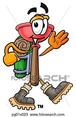 Clipart - Plunger hiking. Fotosearch