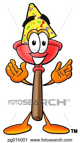 Clipart - Plunger in party hat. Fotosearch