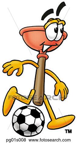 Plunger playing soccer View Large Clip Art Graphic Clip Art - Plunger playing soccer. Fotosearch