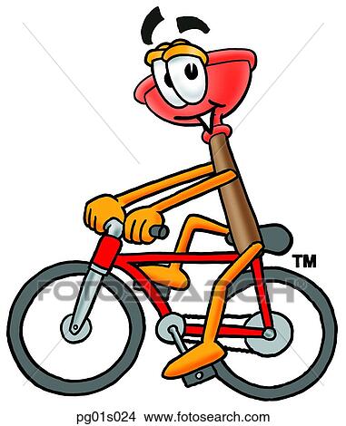 Plunger riding bike View Large Clip Art Graphic Clipart - Plunger riding bike. Fotosearch