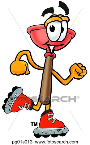 Plunger roller blading View Large Clip Art Graphic Clipart - Plunger roller blading. Fotosearch