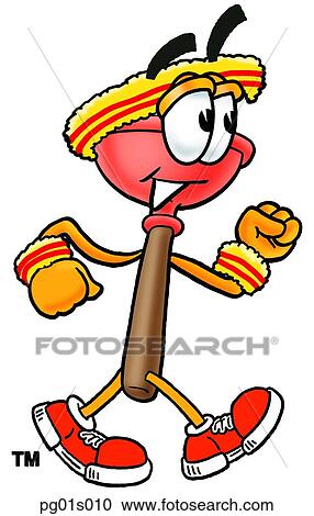 Plunger walking View Large Clip Art Graphic Clipart - Plunger walking. Fotosearch