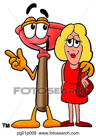 Plunger with a woman View Large Clip Art Graphic Clip Art - Plunger with a woman. Fotosearch