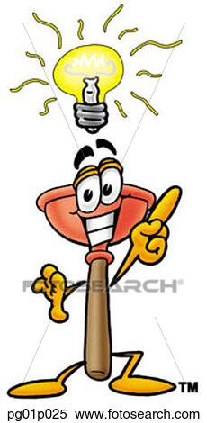 Plunger with bright idea View Large Clip Art Graphic Clipart - Plunger with bright idea. Fotosearch