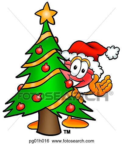 Clip Art - Plunger with christmas tree. Fotosearch