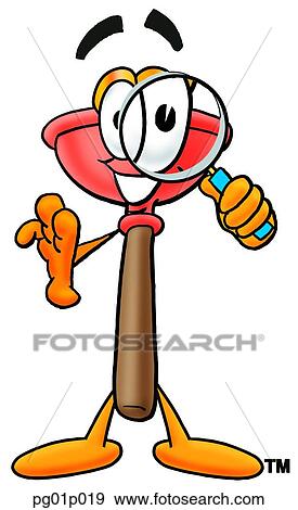 Clip Art - Plunger with magnifying glass. Fotosearch
