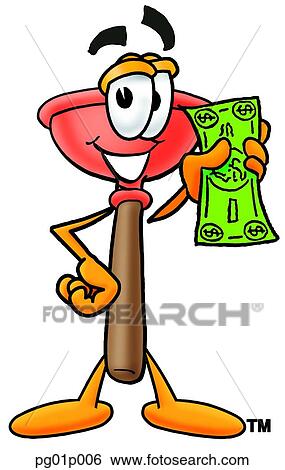 Plunger with money View Large Clip Art Graphic Clip Art - Plunger with money. Fotosearch