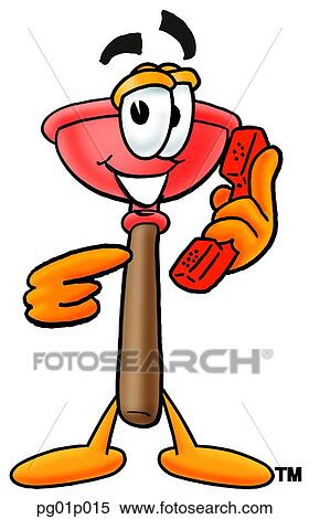 Plunger with phone View Large Clip Art Graphic Clipart - Plunger with phone. Fotosearch