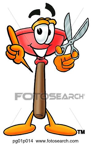 Clipart - Plunger with scissors. Fotosearch