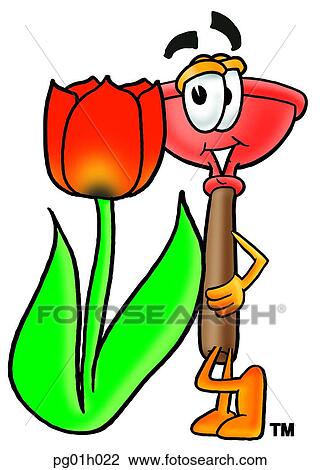 Plunger with tulip View Large Clip Art Graphic Clipart - Plunger with tulip. Fotosearch