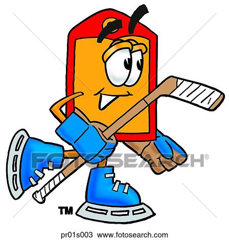 Clipart - Price tag playing hockey. Fotosearch